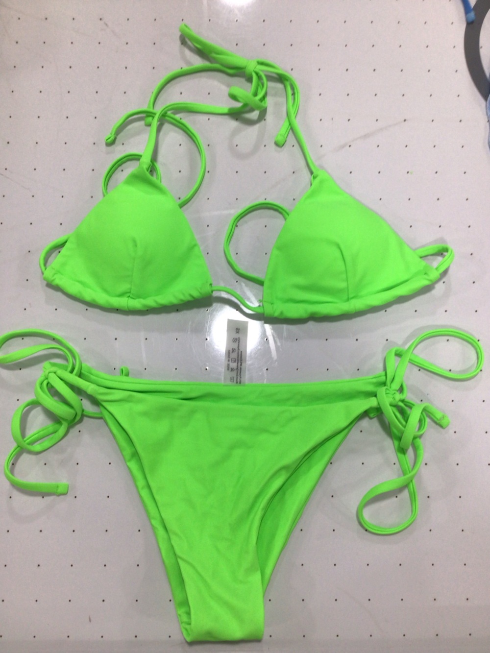 SHEIN Neon Lime Triangle String Bikini Set